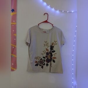 White Stag Floral Tee - Cream and Black